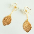 作品Gold Leaf＆flower☆ピアス