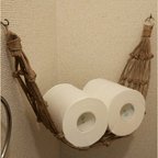 作品【 送料無料 】トイレ収納　トイレットペーパーホルダー 　麻紐 