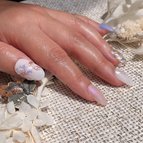 作品オーロラフラワー🌸涼感ボタニカルアートネイルチップ💅結婚式やお呼ばれに♪フォトウェディング/前撮り/成人式etc…チップタイプ変更無料！ネイリスト作成♪