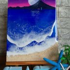 作品お家に海を｡･ﾟ･･ﾟ･｡夕焼け　富士山と月