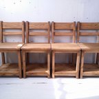 作品無垢ヒノキで造る家具　アンティーク風　背もたれ付チェア　椅子　棚付　荷物置き　イス　オスモオーク　