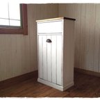 作品45リットルパッタン木製ゴミ箱　ホワイト　無垢材家具