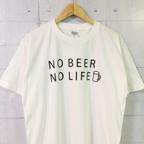 作品NO BEER NO LIFE Tシャツ(ホワイト×ブラック)