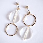 作品gold×clear asymmetry earring