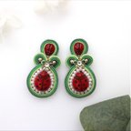 作品<再販❀>　ソウタシエ　てんとう虫　ピアス　イヤリング　  soutache pierced earring  party ladybug