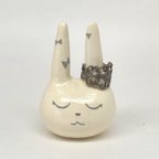 作品石粉粘土 指輪置き "Ring holder of rabbit civilization"