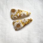 作品【再販】インド刺繍リボンのパッチンピン　ヘアピン　キッズ　ベビー　ママ　お呼ばれ　結婚式　プレゼント　