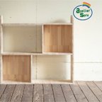 作品天然木　白木棚２段　W90　おもちゃ　収納　お片付け　絵本棚　ラック　日本製　送料無料