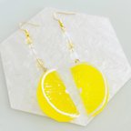 作品天然石 *fresh! fresh!! fresh!!!* 🍋 シトリン レモン 果物 ピアス 