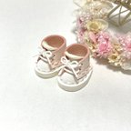 作品＊送料無料＊mini☆mini ミニチュアひも靴⑦（ホワイト＆ピンク）