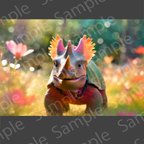 作品おススメ恐竜（トリケラトプスｘAI）ポストカード２枚組　Postcard (triceratops_AI Dinosaur)