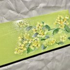 作品♡春　菜の花　ボード　トールペイント♡20センチ×7センチ