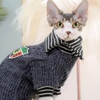 作品猫服 ペット服 ネコ 欧風猫インナーセーター サイドフリ襟 カレッジスタイル 春 防寒 猫セーター スフィンクス猫