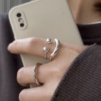 作品シルバー925   幅広　ニコちゃん　リング　指輪　silver925 フリーサイズ　大きさ調整可能