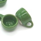 作品4個 約13mm E255 ミニチュア マグカップ　陶器　グリーン
