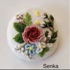 作品刺繍ブローチor刺繍ヘアゴム　立体薔薇の刺繍　　　　　　Flower Garden