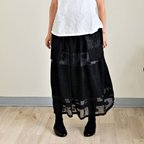 作品３D花模様織りのギャザースカート：インナーペチコート付き