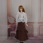 作品momoko ジェニー outfit..オーガンジーブラウス＋フリルスカート（ブラウン）