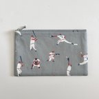 作品20㎝ファスナーポーチ/baseball:gray