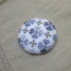 作品刺繍ブローチ「雪の華」～ブルーグレー