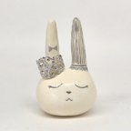 作品石粉粘土 うさぎの指輪置き "Ring holder of rabbit civilization"