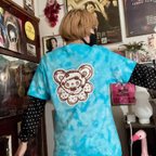 作品Cheko's Bears Tシャツ　Lサイズ「ドットベア」タイダイ柄ブルーVer.