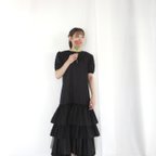 作品volume tiered one-piece / black