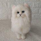 作品羊毛フェルト　猫　ペルシャ　ホワイト