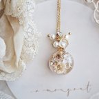 作品antique white flower ・.。.＊*゜necklace ・.*