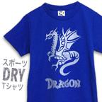 作品ドラゴンのフラッグアイコン　スポーツドライTシャツ・ロイヤルブルー【※受注生産品です】19-031-DRYロイヤルブルー