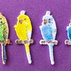 作品好きな色に塗って楽しめる刺繍のセキセイインコパーツ