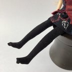 作品人形用靴下　ソックス　10cm  黒　銀ラメ