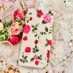 作品アイフォン 手帳型ケース 薔薇柄 スマートフォンカバー iPhone スマホケース STOF RITA ローズピンク アンティーク調 レトロ バラ