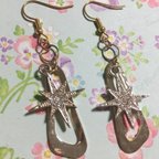 作品☆送料無料☆ラインストーンスターゴールドピアス