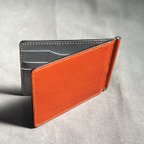 作品手縫い仕立てのマネークリップ【オレンジ×グレー】札バサミ　財布　アリゾナ　
