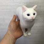 作品オーダー 愛猫 白猫 羊毛フェルト