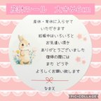 作品♥新作♥大きめ6cm♥産休シール24枚♥ふんわりうさぎちゃんとお花♥ハイグレードタイプ♥