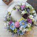 作品青い月・ラベンダーのBlue Crescent Wreath～ラベンダー×スカビオサ×スノーボール 母の日 ギフト