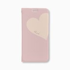 作品Big Heart♡Pink&Beige　手帳型ケース　スマホケース　ハート