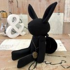 作品受注製作*　monotone rabbit　(no.109) ぬいぐるみ うさぎ