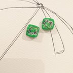 作品◎GREEN◎マーブルキャンディーピアス