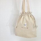 作品comingsoon　｜刺繍｜　🐇kinchaku bag <bunny＞