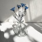 作品青い小花　2本セット　ワイヤークラフト　アメリカンフラワー