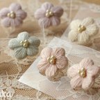 作品お花の刺繍イヤリング２