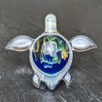 作品[ガラス]  海亀  オーロラ  幻想的  ペンダント  ガラス細工