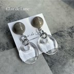 作品Gray marble clear pierce／earring