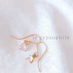 作品K14gfピアス 宝石質 レインボームーンストーン マロンファセットカット   pierced earrings ゴールドフィルド製