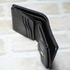 作品馬ヌメ革で作った二つ折りミニ財布(チョコ)