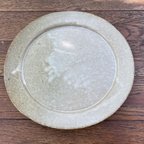 作品大皿プレート　ベージュ系　陶器