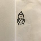 作品消しゴムはんこ　雪だるまちゃん【ハート🧡】